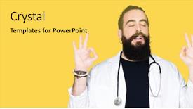  Presentation with posture - Colorful slides enhanced with long hair wearing medical backdrop and a yellow colored foreground