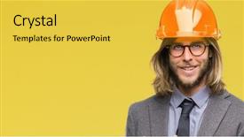  Presentation with architec - Amazing PPT layouts having long hair wearing safety backdrop and a yellow colored foreground