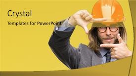  Presentation with architec - Audience pleasing PPT theme consisting of long hair wearing safety backdrop and a yellow colored foreground