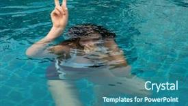  Presentation with teen girl - Slides featuring long-haired brunette dives swim background and a ocean colored foreground