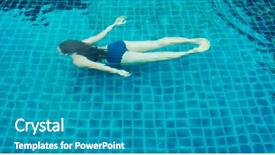  Presentation with teen girl - Cool new presentation theme with long-haired brunette dives swim backdrop and a teal colored foreground