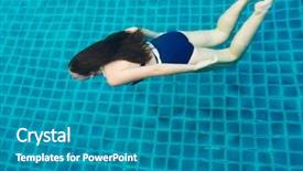  Presentation with teen girl - Slides with long-haired brunette dives swim background and a  colored foreground