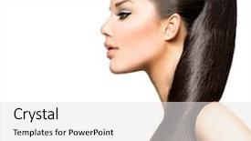  Presentation with girl model - Theme with long healthy straight brown hair background and a white colored foreground