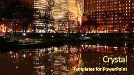  Presentation with park night city - Slide deck with long island - central park and manhattan skyline background and a tawny brown colored foreground