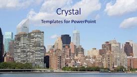  Presentation with new york city subway station - PPT theme consisting of long island - manhattan skyline new york city background and a  colored foreground