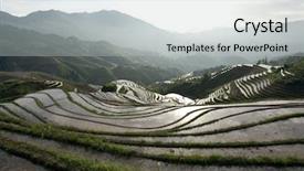  Presentation with paddy field - Beautiful presentation theme featuring long ji terraced rice field backdrop and a light gray colored foreground