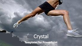  Presentation with storm - Beautiful presentation theme featuring long jump - athletic woman running backdrop and a gray colored foreground