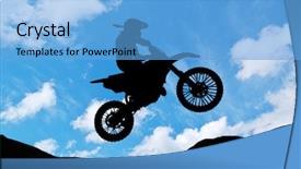  Presentation with moto - Theme with long jump - moto racer in sunny sky background and a light blue colored foreground