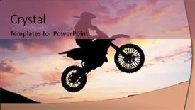  Presentation with moto - PPT layouts consisting of long jump - moto racer in sunny sky background and a coral colored foreground