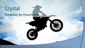  Presentation with moto - Colorful slide set enhanced with long jump - moto racer in sunny sky backdrop and a sky blue colored foreground