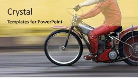  Presentation with rider - Presentation theme having long jump - speedway rider background and a yellow colored foreground