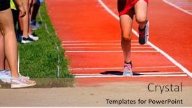 Presentation with track field - Theme enhanced with long-jump-competition-in-track background and a coral colored foreground