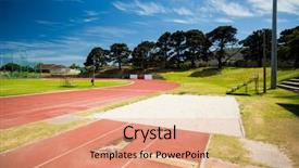  Presentation with sand - Slide deck enhanced with long jump sand pit background and a coral colored foreground