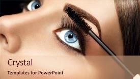  Presentation with eyelashes - Cool new PPT theme with long lashes mascara brush eyelashes backdrop and a coral colored foreground