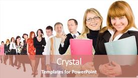  Presentation with people - PPT theme consisting of long line - people going away background and a coral colored foreground