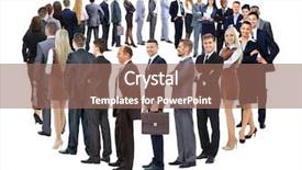  Presentation with circle - Beautiful presentation featuring long lines people waiting - business group stand backdrop and a  colored foreground