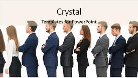  Presentation with waiting line - Audience pleasing slide set consisting of long lines people waiting - profile of a business team backdrop and a lemonade colored foreground