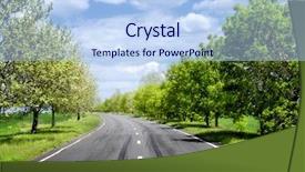  Presentation with asphalt road - PPT theme with long lines square - asphalt road through the green background and a  colored foreground