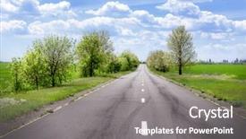  Presentation with rural india paddy field green - Presentation theme featuring long lines square - asphalt road through the green background and a  colored foreground