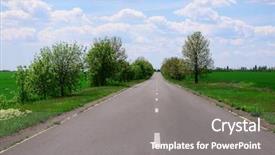  Presentation with asphalt road - Presentation theme consisting of long lines square - asphalt road through the green background and a  colored foreground