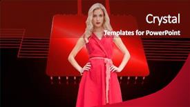  Presentation with composite - Colorful slide deck enhanced with studio shot of an adorable baby girl in red dress playing with wooden toys backdrop and a white colored foreground