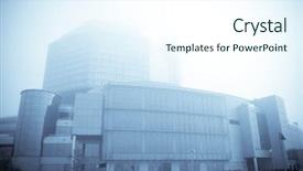  Presentation with modern building - Cool new PPT layouts with long lines square - modern building backdrop and a sky blue colored foreground