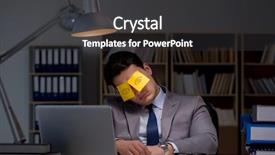  Presentation with late - Slide deck enhanced with long list - businessman staying late to sort background and a dark gray colored foreground