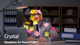  Presentation with get out - Slides enhanced with long list - businessman staying late to sort background and a  colored foreground