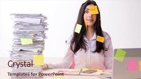  Presentation with employee - Amazing presentation having long list - young female employee in conflicting backdrop and a lemonade colored foreground