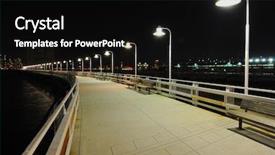  Presentation with manhattan - Amazing PPT theme having long pier with lights backdrop and a black colored foreground