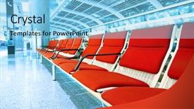  Presentation with unique red chair - Cool new slide deck with long red chair in building backdrop and a light blue colored foreground