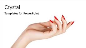  Presentation with finger nail - Presentation theme consisting of long red manicure on nail background and a white colored foreground
