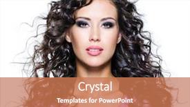  Presentation with beautiful young woman getting face - Amazing PPT theme having long ringlets hairs and dark backdrop and a coral colored foreground