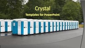  Presentation with lte mobile coverage - Audience pleasing PPT theme consisting of long row of mobile toilets backdrop and a tawny brown colored foreground