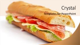  Presentation with tomatoes mechanism - Cool new presentation with long sandwich with salami tomatoes backdrop and a  colored foreground