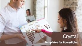  Presentation with hair color - Cool new PPT theme with long service - beauty hair dyeing and people backdrop and a tawny brown colored foreground