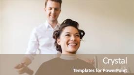  Presentation with hair salon - Amazing PPT layouts having long service - beauty hairstyle and people concept backdrop and a coral colored foreground