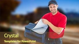  Presentation with pizza delivery - Amazing presentation having long service - digital composite of happy pizza backdrop and a tawny brown colored foreground