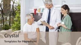  Presentation with nurse - Beautiful theme featuring long service - doctor and nurse looking backdrop and a mint green colored foreground