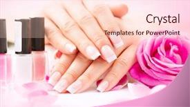  Presentation with nails manicure - Beautiful presentation design featuring long service - manicure and hands spa beautiful backdrop and a lemonade colored foreground