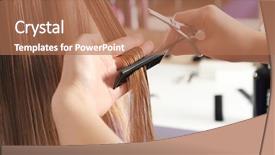  Presentation with salon - Presentation theme having long service - professional hairdresser working with client background and a coral colored foreground