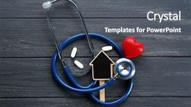  Presentation with shape - Presentation theme enhanced with long service - stethoscope and tag in shape background and a dark gray colored foreground