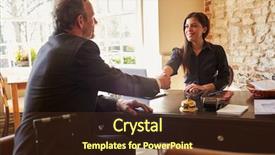  Presentation with shaking hands - Theme having long service - woman shaking hands with guest background and a tawny brown colored foreground