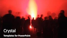  Presentation with crowd - Colorful theme enhanced with festive fire works display - long shutter exposure on crowd backdrop and a black colored foreground