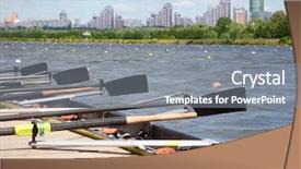  Presentation with boat - Slides enhanced with algorithm - fractal time series creative arrangement background and a dark gray colored foreground.