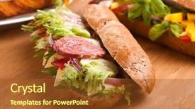  Presentation with sandwich - Audience pleasing presentation theme consisting of long sub sandwiches with salami backdrop and a tawny brown colored foreground