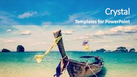  Presentation with boat - PPT layouts featuring long tail boat on tropical background and a  colored foreground