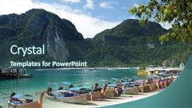  Presentation with boats - Theme having tail boats at ton sai background and a ocean colored foreground