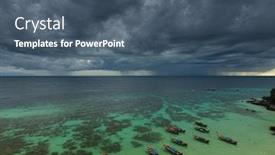  Presentation with tropical storm - Cool new presentation theme with long-tail-boats-near-tropical backdrop and a ocean colored foreground