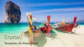  Presentation with boats - Beautiful PPT theme featuring long tail boats on ko poda island backdrop and a lemonade colored foreground